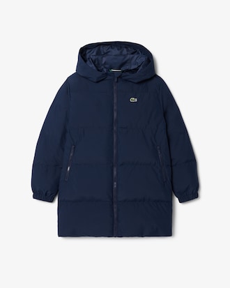 Lange recycelte Puffer-Jacke
