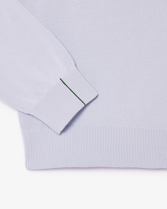 Einfarbiger Pullover aus Baumwolle mit V-Ausschnitt