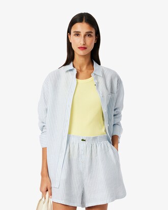 Gestreiftes Oversized-Hemd aus Leinen