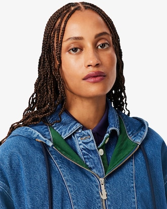 &Uuml;bergro&szlig;e Popover-Jacke aus Denim