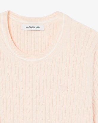 Strickpullover mit Zopfmuster und kurzen &Auml;rmeln