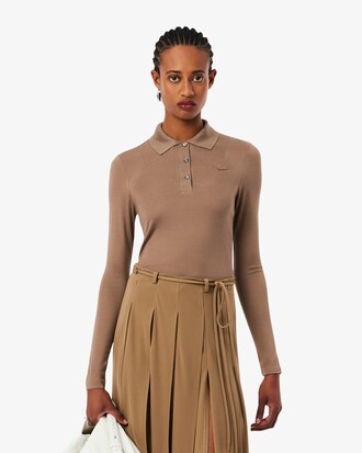 Langes Slim Fit-Polohemd Runway aus Seide