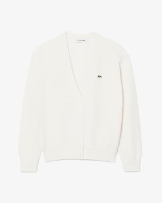 Cardigan aus Baumwolle mit Moosstrick und V-Ausschnitt