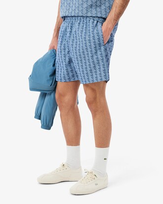 Halblange Badehose mit Monogramm-Druck