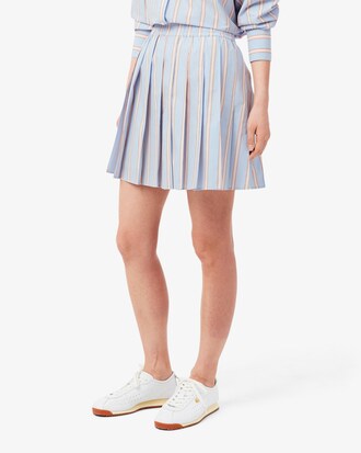Gestreifter Faltenrock mit Shorts aus Popeline