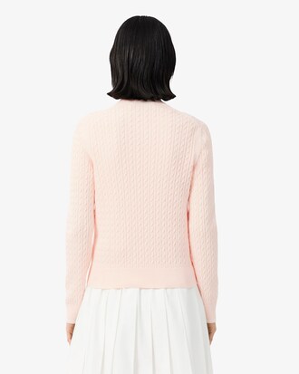 Strickpullover mit Zopfmuster und Streifen