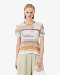 Gestreiftes T-Shirt Runway aus Satin-Jersey