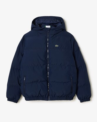 Puffer-Jacke mit Kapuze und gesticktem Krokodil