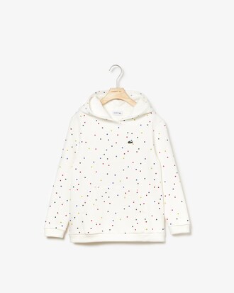 Mädchen Sweatshirt aus Fleece mit Punkt-Muster und Kapuze