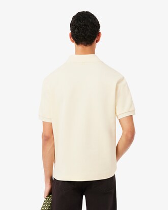 Loose Fit-Polohemd aus Fleece mit Badge-Akzent