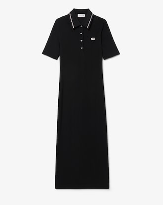 Slim Fit-Polokleid mit Strass-Krokodil