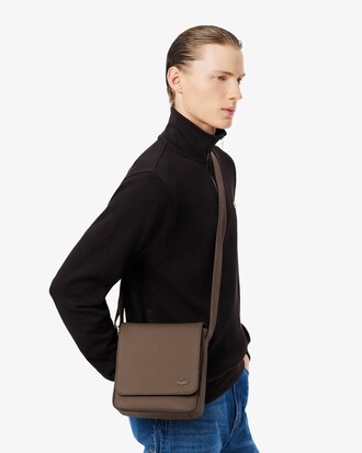 Klassische Herren-Schultertasche mit Klappverschluss