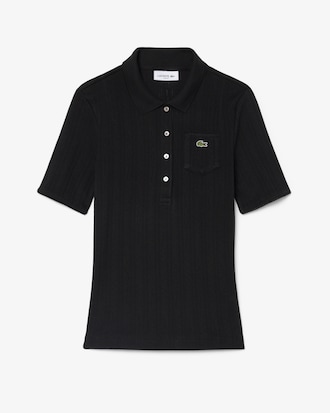 Slim Fit-Polohemd aus Pointelle-Strick