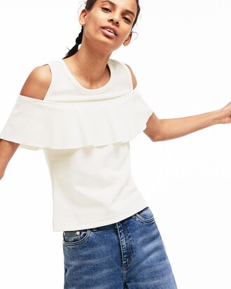 Damen T-Shirt mit Volants LACOSTE L!VE