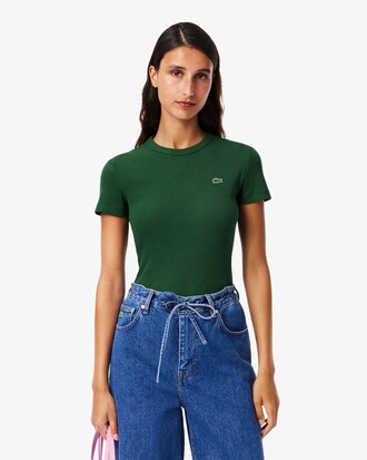 Slim Fit-T-Shirt aus gerippter Baumwolle