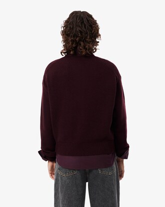 Wollpullover mit Polokragen und Badge-Akzent