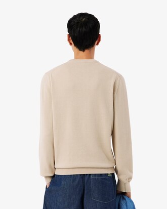 Einfarbiger Pullover aus Baumwolle mit Rundhalsausschnitt