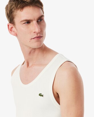 Slim Fit-Trägerhemd aus Baumwollrippstrick