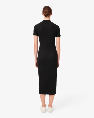 Langes Rippstrick-Polokleid aus Baumwolle