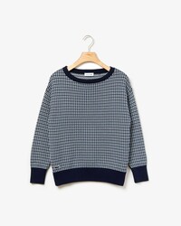 Damen-Pullover aus Baumwoll-Jacquard mit U-Boot-Ausschnitt