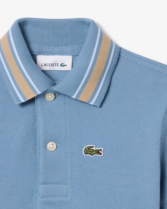 Polohemd aus Petit Piqu&eacute; mit gestreiftem Kragen