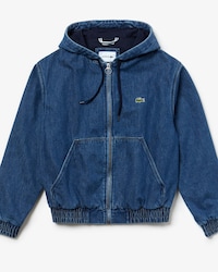 Herren Denim-Jacke mit Kapuze und Rippabschl&uuml;ssen