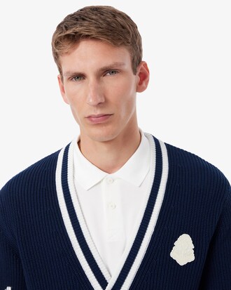 Golf-Cardigan aus Wollgemisch mit Badge-Akzent