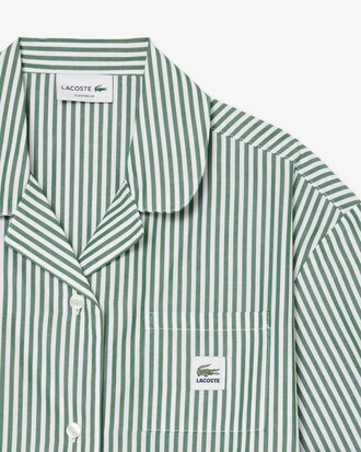 &Uuml;bergro&szlig;es, gestreiftes Pyjama-Set aus Popeline