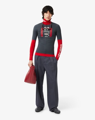 Runway bedrucktes Stretch-T-Shirt mit Rei&szlig;verschluss