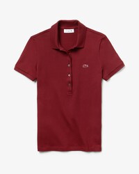 LACOSTE Slim Fit Damen-Poloshirt aus Mini-Piqu&eacute; mit Stretch