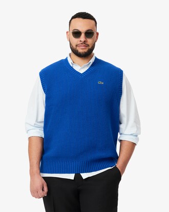 Ärmelloser Pullover aus Tuchwolle mit V-Ausschnitt