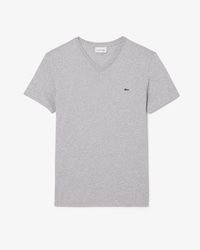 T-Shirt aus leichter Pima-Baumwolle mit V-Ausschnitt