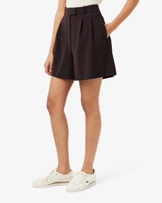 &Uuml;bergro&szlig;e Bermudashorts mit Falten aus Wollmischgewebe