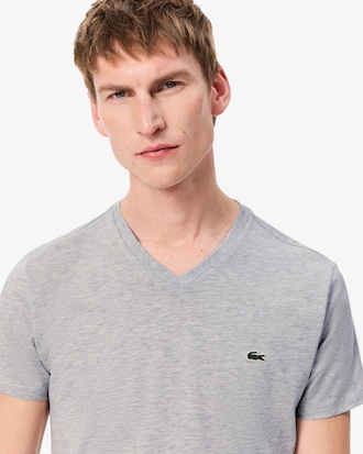 T-Shirt aus leichter Pima-Baumwolle mit V-Ausschnitt