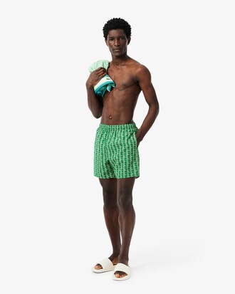 Halblange Badehose mit Monogramm-Druck