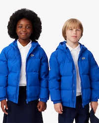 Puffer-Jacke mit Kapuze und gesticktem Krokodil