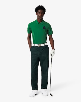 Golf-Polohemd aus dehnbarem Mini Piqu&eacute; mit Badge-Akzent