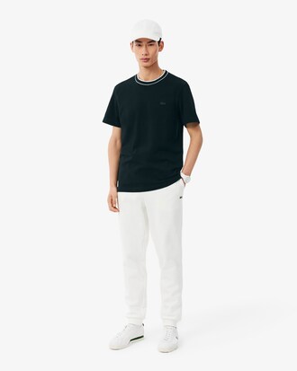 T-Shirt aus Stretch-Piqu&eacute; mit gestreiftem Kragen
