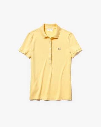 LACOSTE Slim Fit Damen-Poloshirt aus Mini-Piqu&eacute; mit Stretch