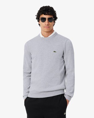 Einfarbiger Pullover aus Baumwolle mit Rundhalsausschnitt