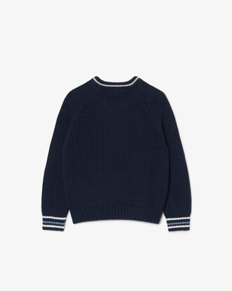 Pullover aus Wolle und Baumwolle mit Rundhalsausschnitt