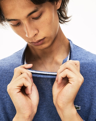 Hochgeschlossener Herren-Pullover aus Woll-Jersey