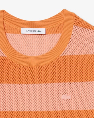 Gestreiftes T-Shirt-Kleid aus Mesh-Strick