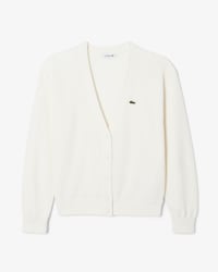 Cardigan aus Baumwolle mit Moosstrick und V-Ausschnitt