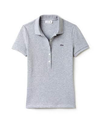 LACOSTE Slim Fit Damen-Poloshirt aus Mini-Piqu&eacute; mit Stretch