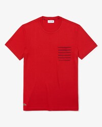 Herren-Rundhals-T-Shirt aus Baumwolljersey mit gestreifter Tasche