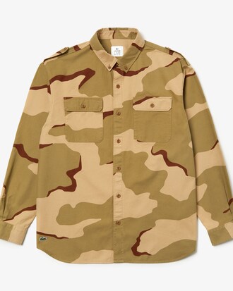 Men's Lacoste LIVE Camouflage Print Cotton Shirt