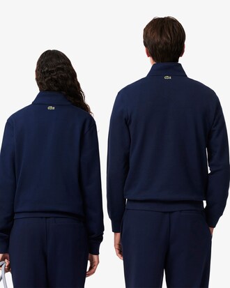 High Neck Zip-Up Print Sweatshirt