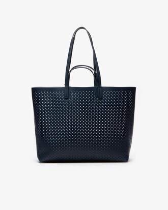 Women's Anna Punch Detachable Pouch Reversible Leather Tote Bag