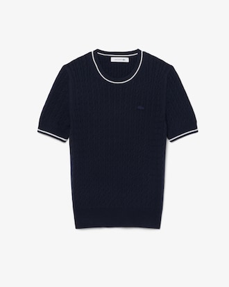Short Sleeved Cable Knit Sweater